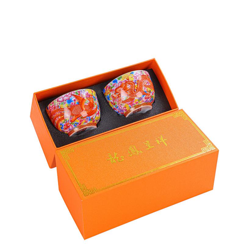 Jingdezhen Ancient Style Handmade Retro Enamel Master Single Dragon and Phoenix Pair Tasting Cup Tea Set