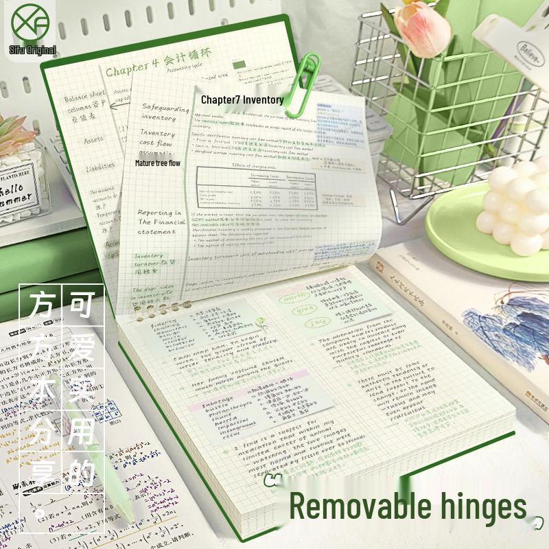 Retro Square Grid Flip-Open Loose-Leaf Student Notepad