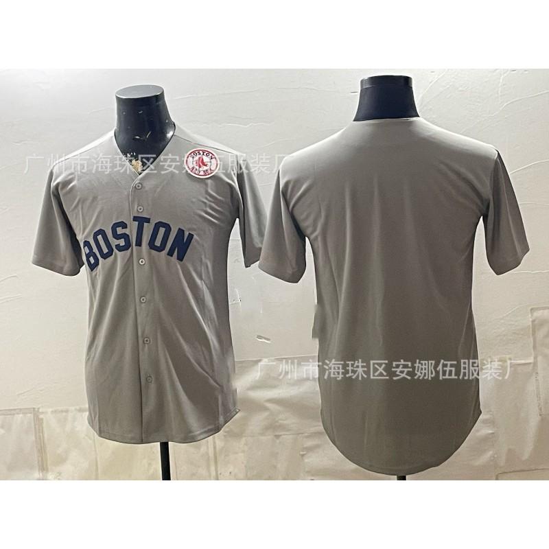 Maglietta da Baseball Unisex Ricamata Boston Red Sox Abbigliamento Sportivo Miscela di Cotone Traspirante Abbigliamento per tifosi