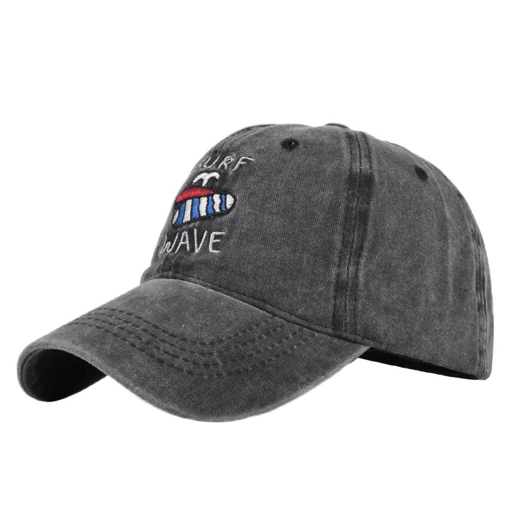 

Surfing Cap Baseball Embroidered Duckbill Cap Retro Sun Hat Material Cotton чёрный