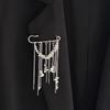 Exaggerated Multi Layer Chain Tassel Brooch for Women Men Punk Metal Heart Tassel Brooches Suit Jeans Jewelry Accessories