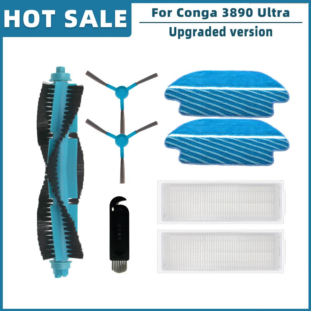 For Cecotec Conga 3890 Ultra Titanium Vital Robot Vacuum Spare Parts Accessories Main Side Brush Hepa Filter Mop Rag Brush Cover