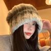 Gradual Change Wool Hat Women'S Autumn And Winter Japanese Retro Big Head Circumference Loose Knitted Hat Versatile Ear Protector Stack Hat