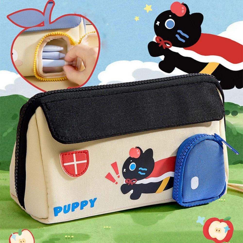 House Shape Stationery Storage Bag Dirty-proof Pen Organizer Pouch Dachshund Pencil Bag  Student