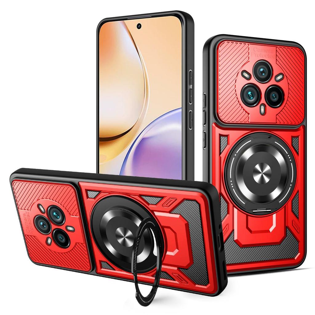 For Realme 14 Pro+ 5G Magnetic Case Rotating Kickstand TPU+PC Phone Cover