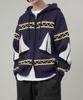 Glw Oversized Sailing Hooded Knit Zip-Up Navy