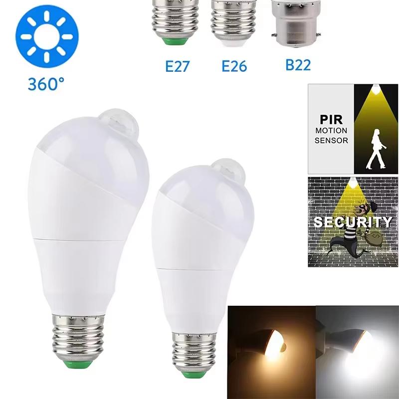 PIR Motion Sensor LED Light Bulbs AC 85-265V Smart Bulbs Motion Activated ON/OFF Home Lights Lamp With Motion Sensor E27 E26 B22