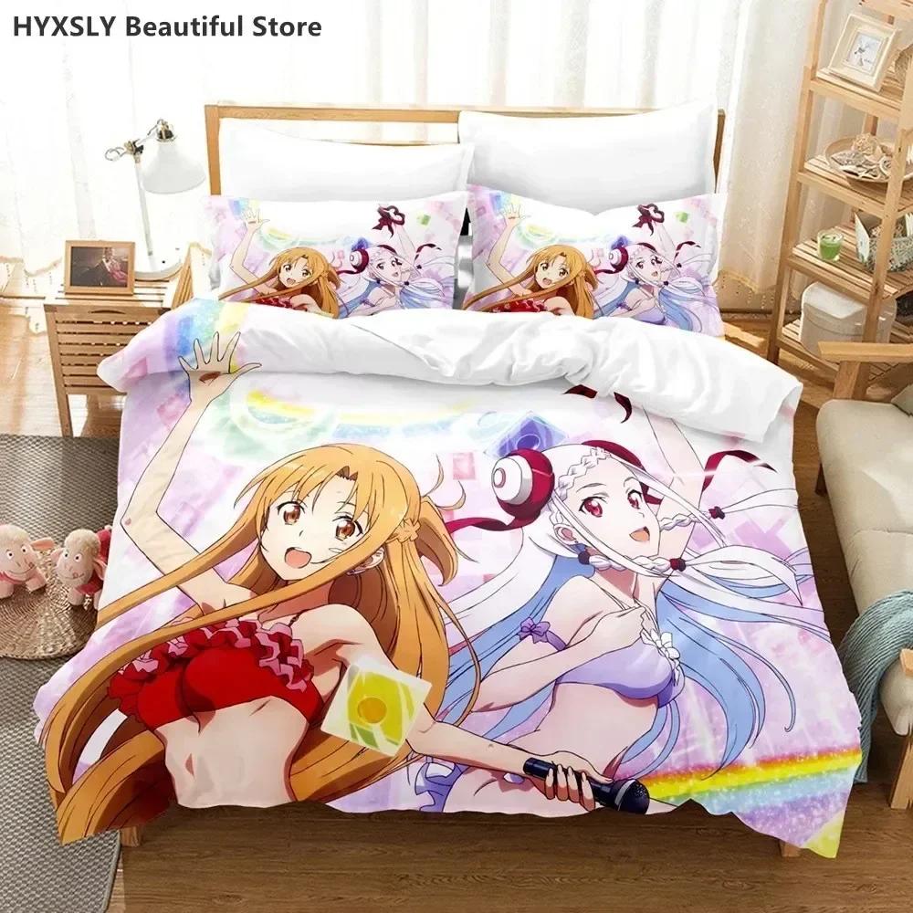 Fashion Sword Art Online Bedding Set 3D  Polyester Quilt Cover Pillowcases Queen King For Kids Gift  Duvet Cover Sets