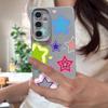 Blended Colorful Stars Pattern Case For Samsung Galaxy S26 Ultra S25 Edge S24 S23 S22 Plus S21 FE Leather Texture Silicone Cover
