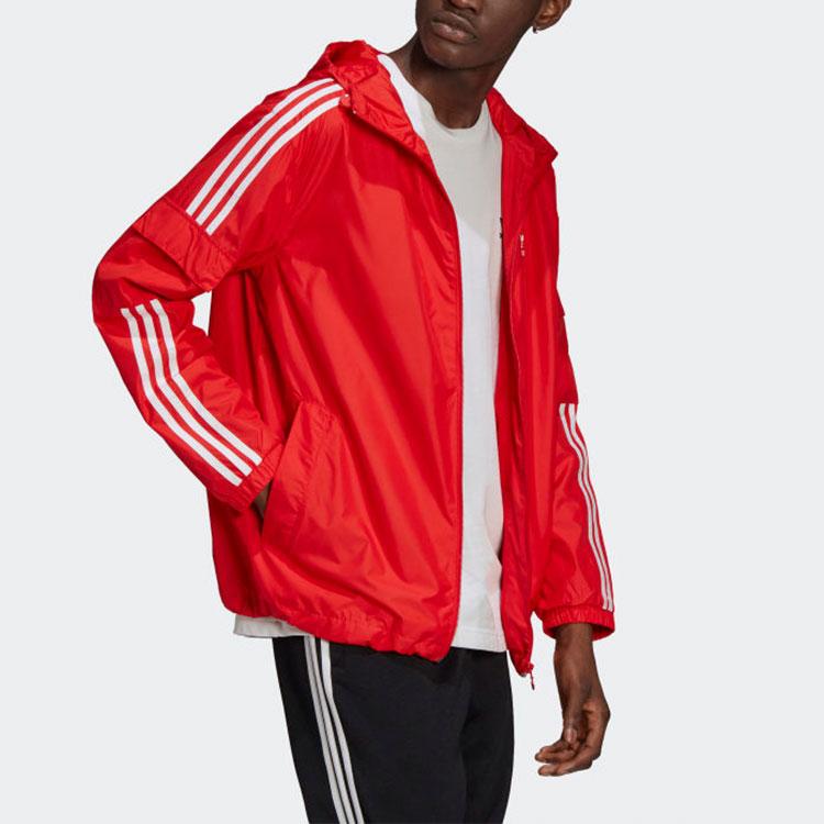 Adidas Striped Casual Sports Long Sleeve Jacket Men Tops Bright-Pink Fluorescent H06685