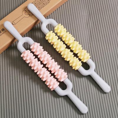 Yoga Massage Stick Double Row Non-slip Handle Comfortable Grip Good Resilience Muscles Relaxation Manual Pain Relief Muscle Roller Stick for Unisex