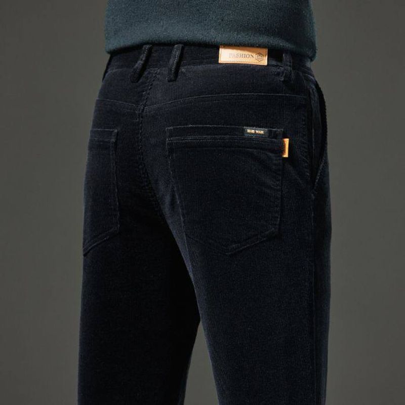 High-End Business Casual Stretch Corduroy Dad Pants for Men, New Autumn and Winter Thickened Long Pants for Middle-Aged Men
