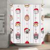 Adorable Dogs Christmas Shower Curtain Set for Bathroom Decor Waterproof Fabric with Santa Hats Snowflakes Pattern