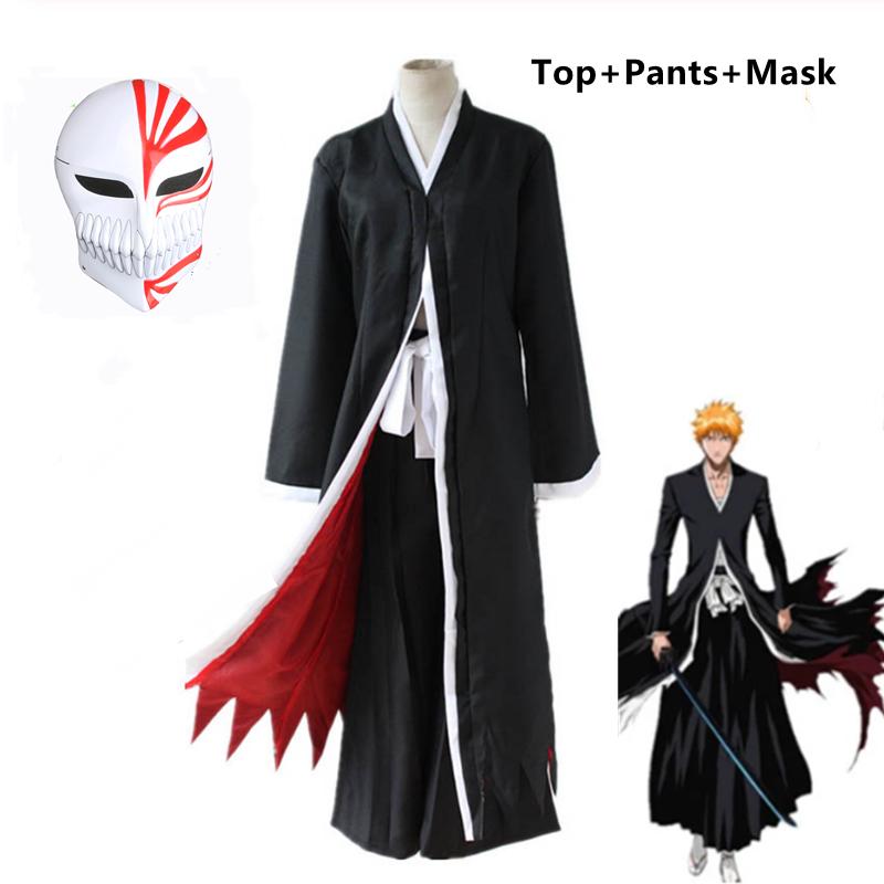 Anime Ichigo Kurosaki Cosplay Halloween Kostuums Masker Tops En Broeken Halloween Set Voor Mannen S black