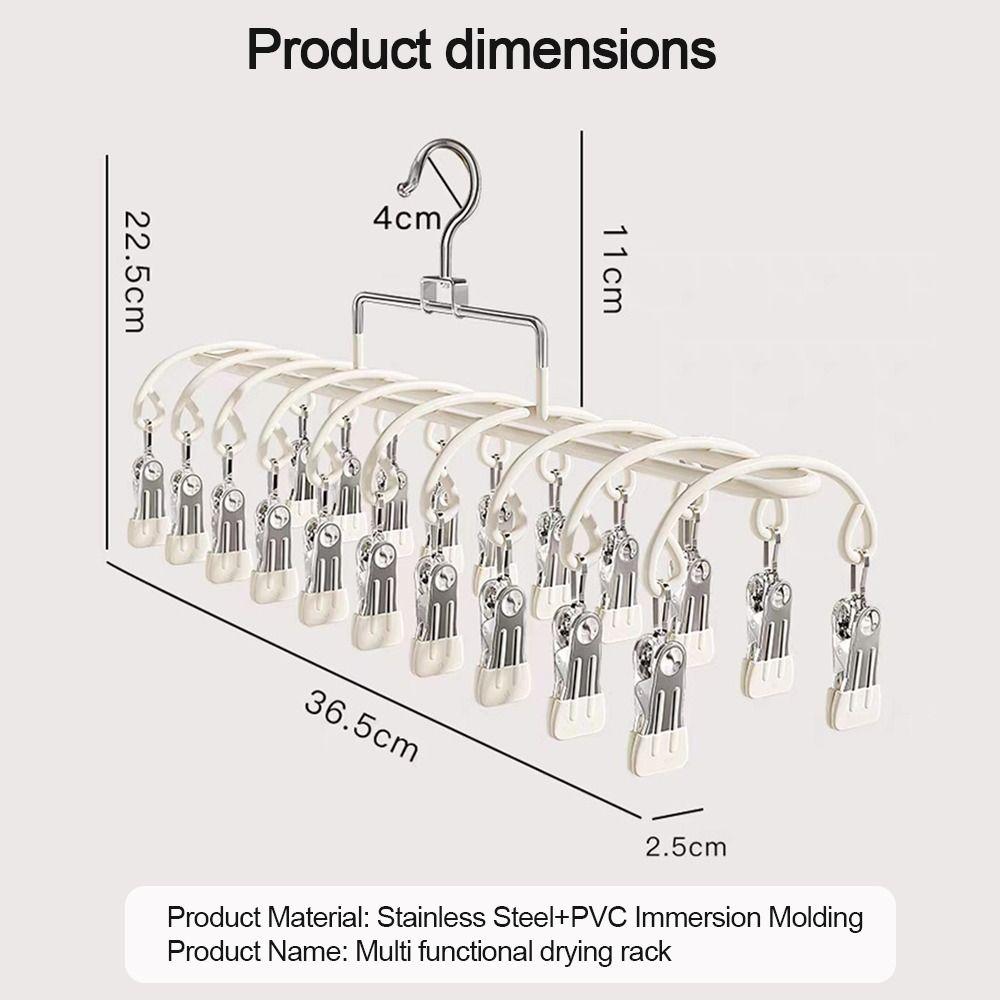 Stainless Steel Clothes Hanger with 20 Clips Sock Hangers Laundry Drying Rack for Socks Underwear