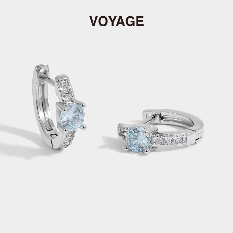 Blue Zirconia Sparkling Diamond-Inlaid Light Luxury Earrings: Studs, Hoops, and Clips for Women