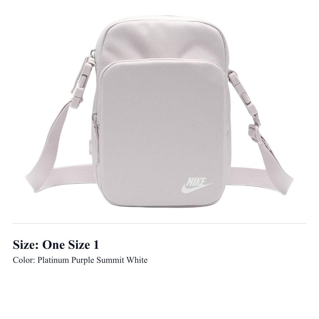 Nike Heritage Nylon With Polyester Crossbody Bag, Shoulder Bag Regular Unisex Platinum Purple & Peak White DB0456-019
