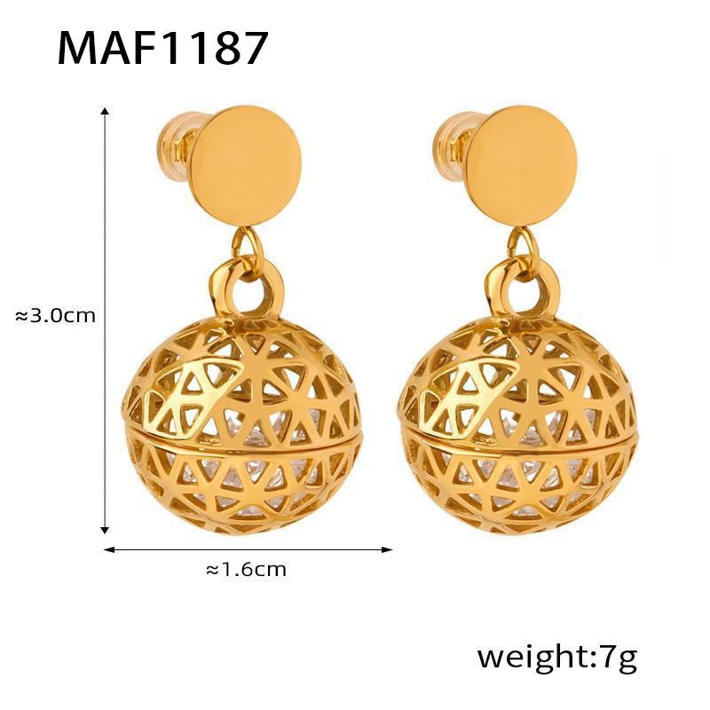 

Серьги-подвески Stroke Type Hollow Exquisite Ball из титановой стали с позолотой, модные, индивидуальные, геометрические, круглые, с цирконием, женские