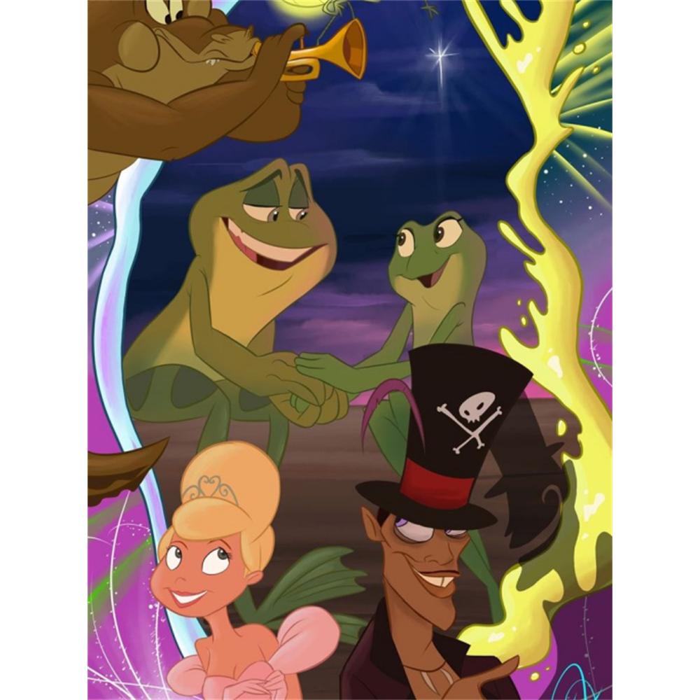 

Disney 5D DIY Diamond Painting Princess and Frog Group Portrait Illustration Embroidered Mosaic Cross Stitch Home Decor Gift Crafts Round 20x30cm