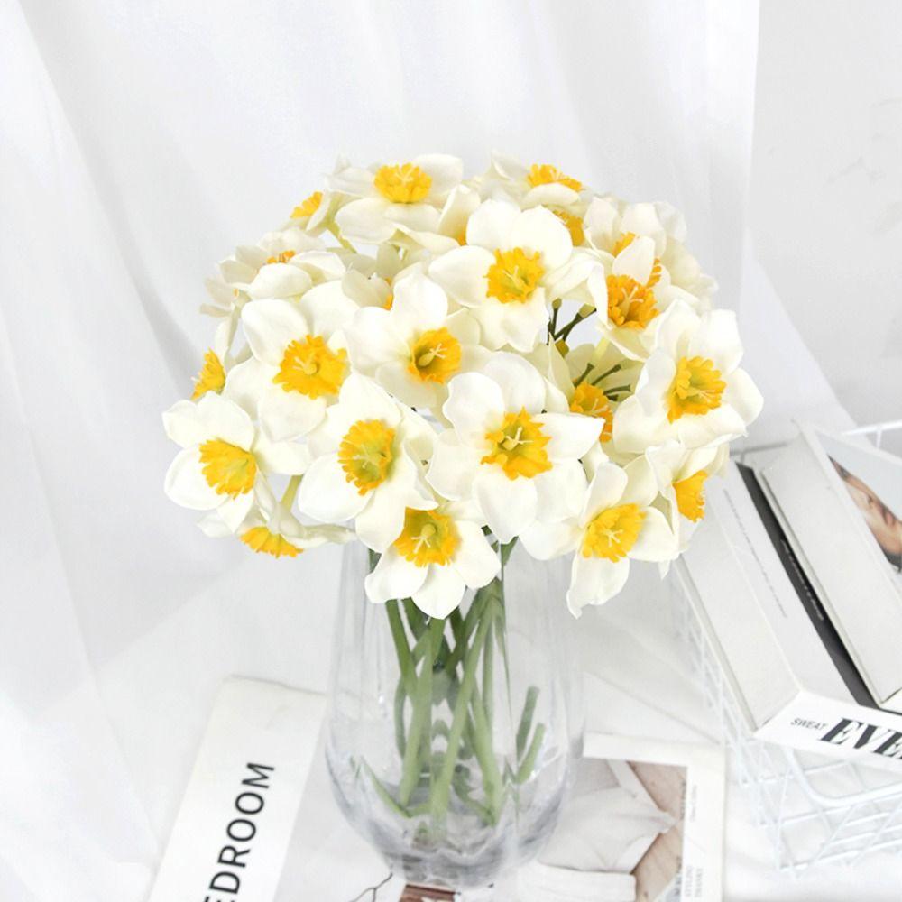 6PCS/Bundle Beautiful Artificial Narcissus Flower Home Decor Fake Flower
