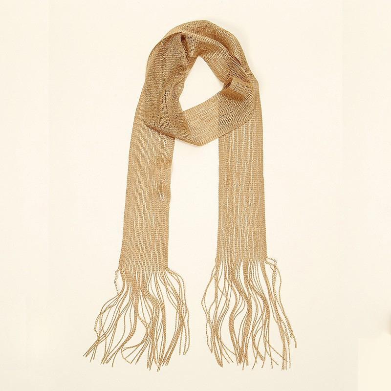 Professional Scarf Sunscreen Neck Shawl Gold Silver Bright Silk Scarves Lace Tassel Party Evening Dress Scarf For Women
