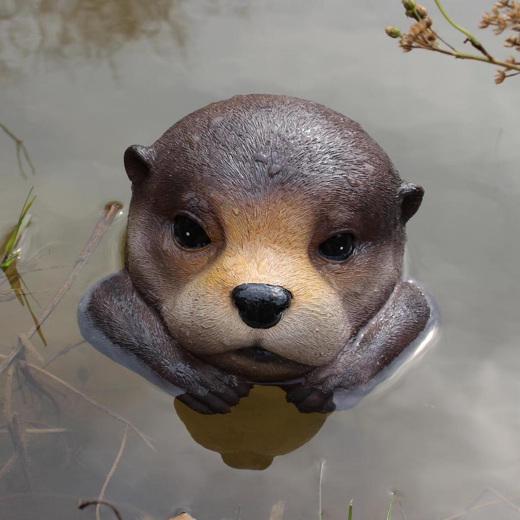 Cross-Border Outdoor Garden Pond Decor: Floating Otter Head Resin Craft.