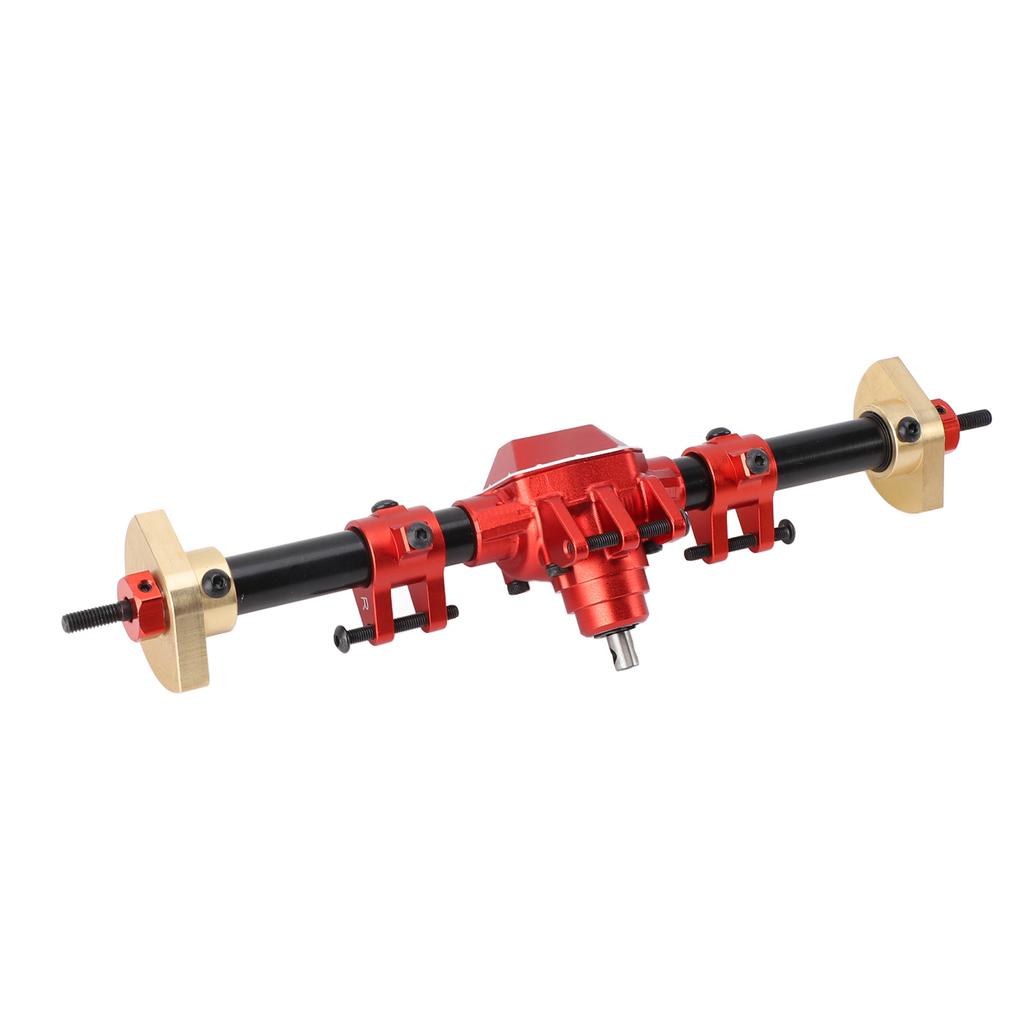 RC Rear Axle Assembly Aluminum Alloy RC Car Rear Axle Upgrade Parts with 27T 8T Internal Mounting Gear for SCX10 PRO Red