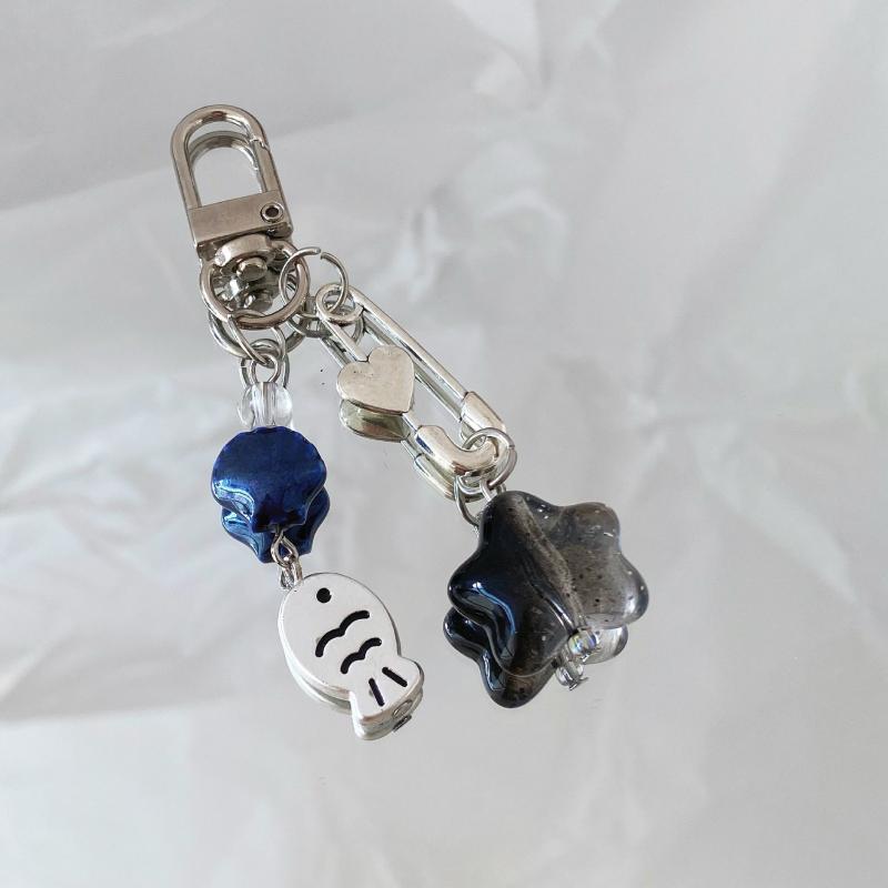  Star Shell Small Fish Keychain Phone Camera Lanyard Cartoon Lovely Beaded Keychain Exquisite Backpack Decoration Gifts