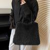 Women Fashion Plush Shoulder Bag Solid Color Woven Strap Large Capacity Soft Material Lightweight Daily Commute Handbag KTB