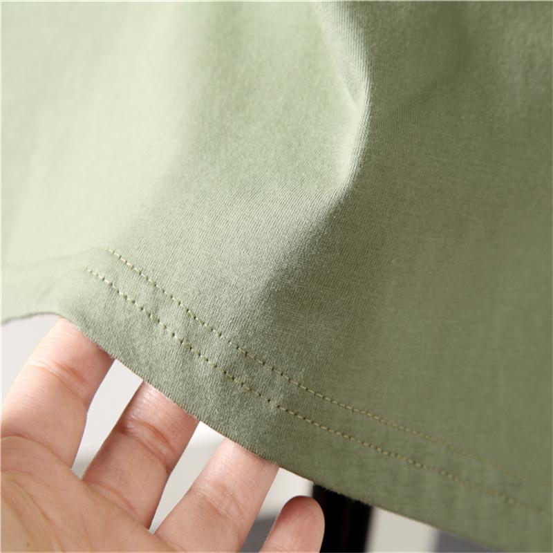 Hirsionsan 100% Cotton Oversized T Shirt Women Harajuku Basic Loose Short Sleeve Tees Soft Female Solid Tops Khaki Summer Jumper