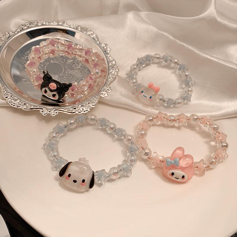 Sanrio Kuromi Cute Anime Cartoon Couple Bracelet Birthday Gift Jewelry Accessories Hair Ring Head Rope Girl Gift