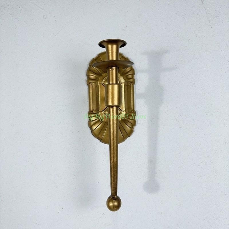 24TE Luxurious Iron Wall Sconce Metal Holders European Vintage Styles Hanging Candlestick for Party Gatherings Decors