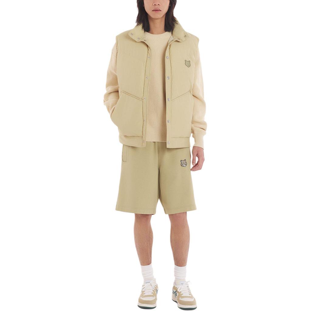 Maison Kitsune SS24 Fox Head Patch Elastic Waist Mid Rise Straight Leg Casual Shorts Men shorts Canvas MM01121KM0001-P357