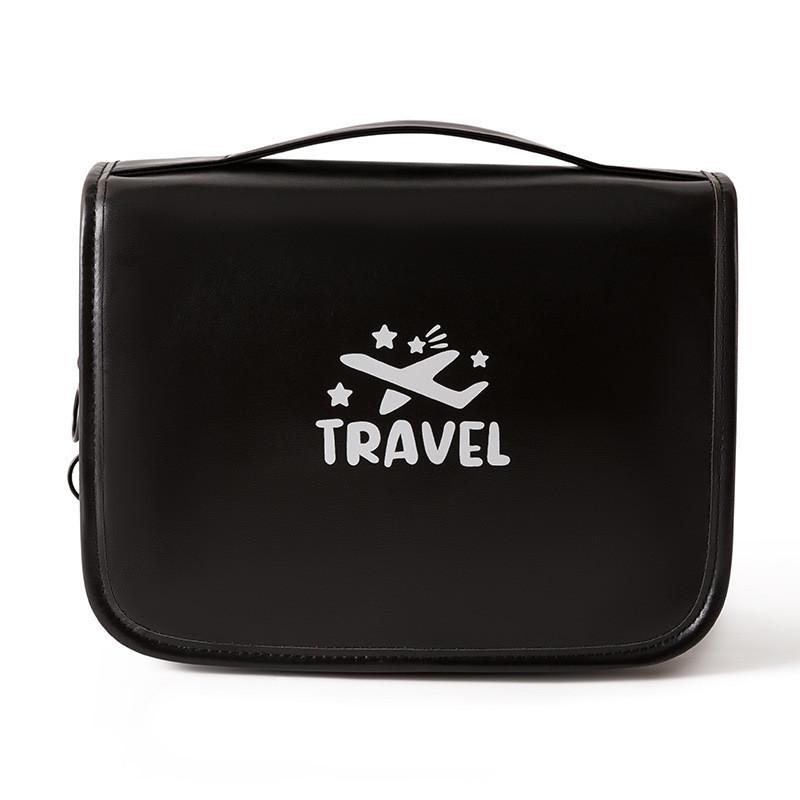 Modern Minimalist Travel Toiletry Bag With Hanging Hook And Portable Handle Black