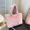 Large Capacity Hasp Bow Velvet Tote Bag Versatile Furry Underarm Bag Soft Shoulder Bag  Party