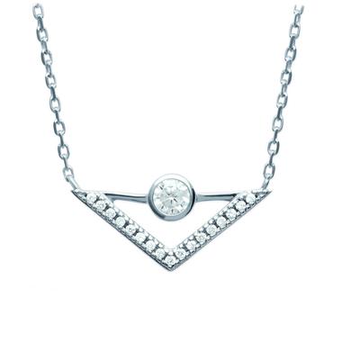 [Q4700] - Silver Necklace 'Sissi' Silver White Triangle (rhodium-plated) - 20x10 Mm