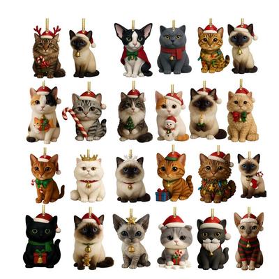 Cat 24 Days Christmas Countdown Calendar with 24 Cat Figurines Christmas Advent Calendar Gift for Cat Owners 24 Cat Figurines