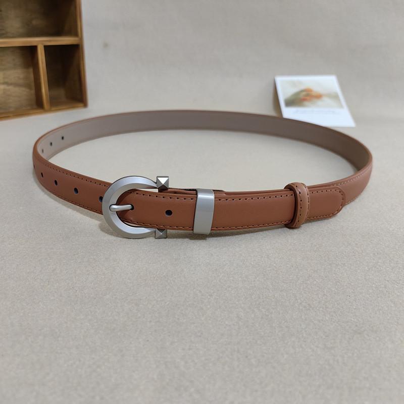 Trendy Women Solid Color Leather Belt With Metallic Buckle For Style Everyday