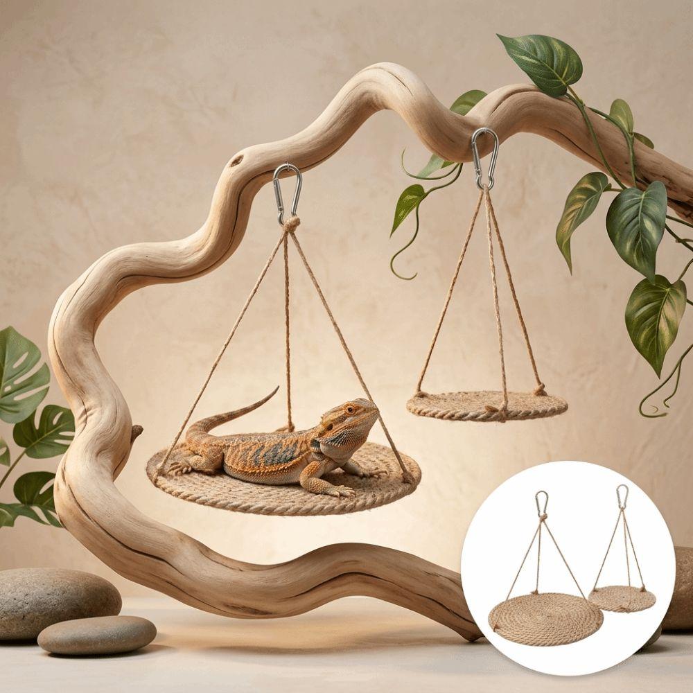 Hanging Design Reptile Hammock Natural Woven Bearded Dragon Lounger Terrarium Decor  For Reptiles