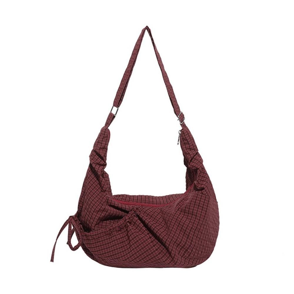Lightweight Pleated Shoulder Bag Korean Style Canvas Dumpling Bag  Handbag