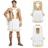 Robe Toge Dieu Grec pour Homme avec Bracelets Sans Manches Mousseline Plissée Corsage Métallique Brillant pour Fête Cosplay Halloween