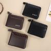 Trendy Men's Woven Patchwork Zipper Wallet Coin Bag, European & American Style