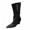 2025 New Medium Boots Women's Niche Design Two-wear Stacking Boots High Knight Boots Wedge Heel Western Cowboy Boots