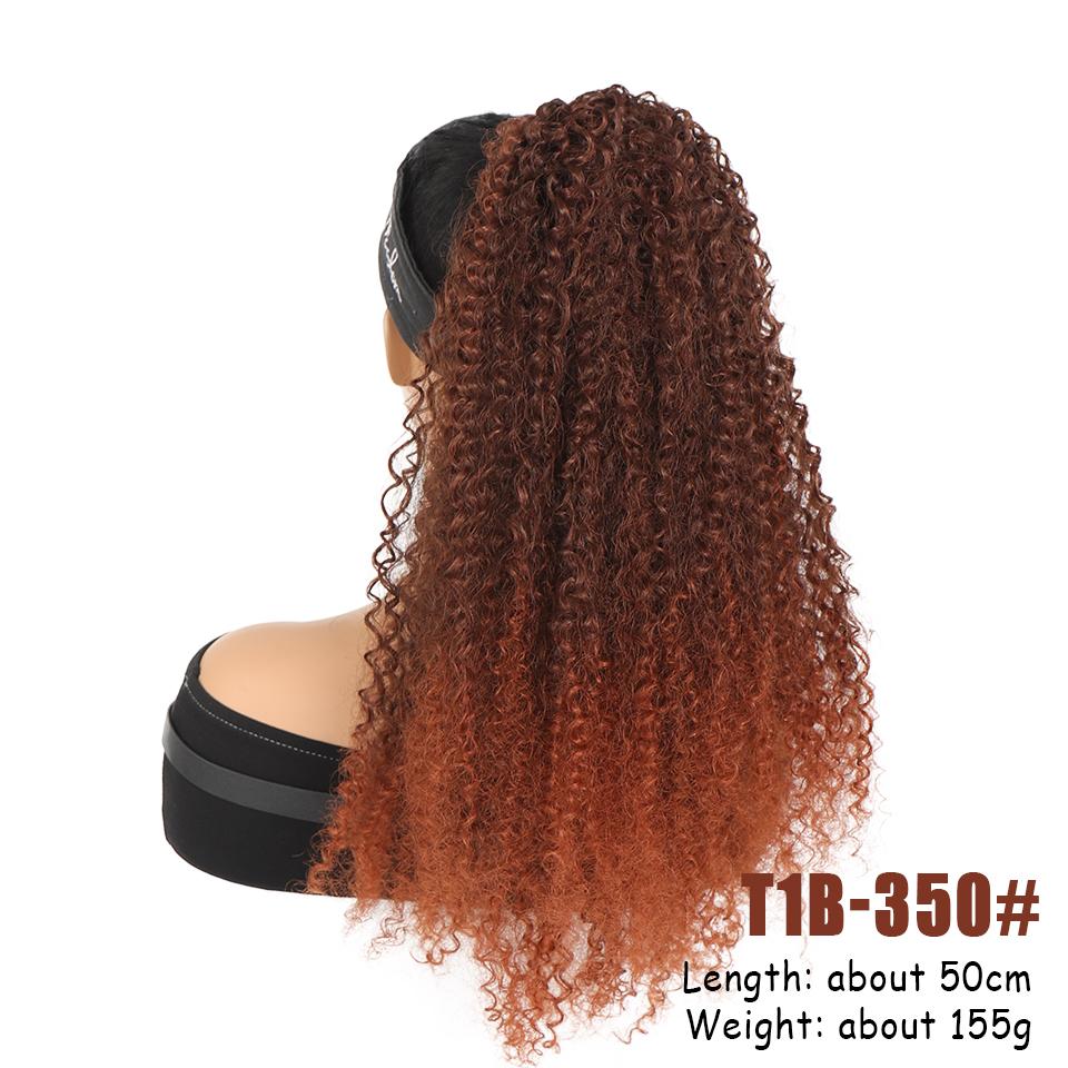 WTB 20 Inch Drawstring Ponytail Synthetic Wig Small Roll Drawstring Long Ponytail Natural Fluffy Gradient Drawstring Ponytail