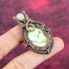 Lemon Chrysoprase Gemstone Pendant Copper Wire Wrapped Jewelry Moonstone Pendant