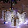 Christmas Decoration Gift Box Three-Piece Set Pile Ornaments Iron Gift Box Luminous Christma Suppli