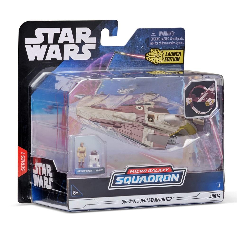 Jazwares Star Wars Micro Galaxy Squadron Jedi Starfighter OBI-WAN Kenobi R4-P17 5-Inch Vehicle with Micro Figures
