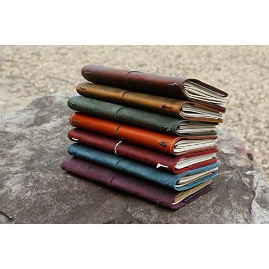 Travelers Notebook 21cm X 11cm Regular Size Memo Pad Leather Cover Case Oil-tanned Cowhide Includes 3 Refill Notebooks Compatible 4.25 8.25 Inch Diary