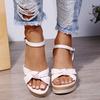 Summer new wedge heel sandals women's thick-soled heightened one-word buckle with muffin sole high-heeled sandals