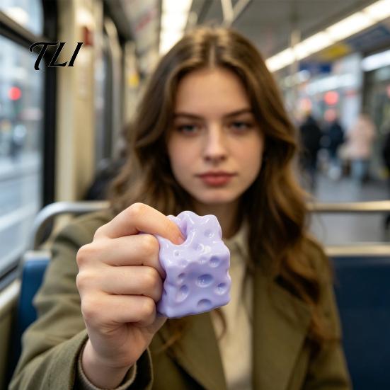 Anti-Angst-Handspielzeug Blaubeer-Käse-Quetschspielzeug, Langsam aufsteigendes Stressabbau-Fidget zur Konzentrationsförderung für Kinder und Erwachsene, Sensorischer Übungsgerät